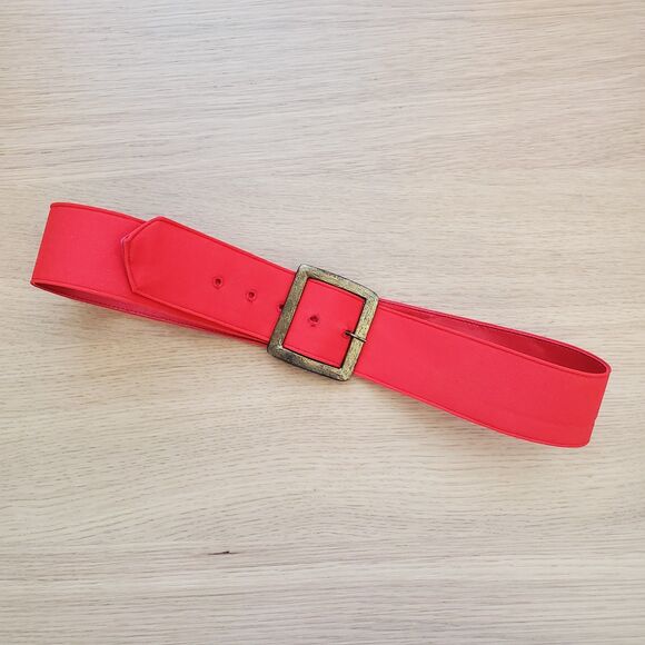 Vintage 70's Red Wide Cloth Belt - Picture 1 of 13